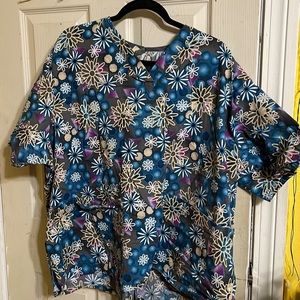 Blue flowery top scrub